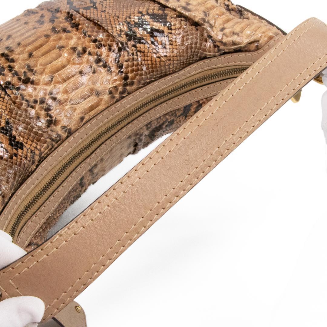 本物 グッチ ショルダーバッグ レディース パイソン ホースビット 茶色 ロゴ