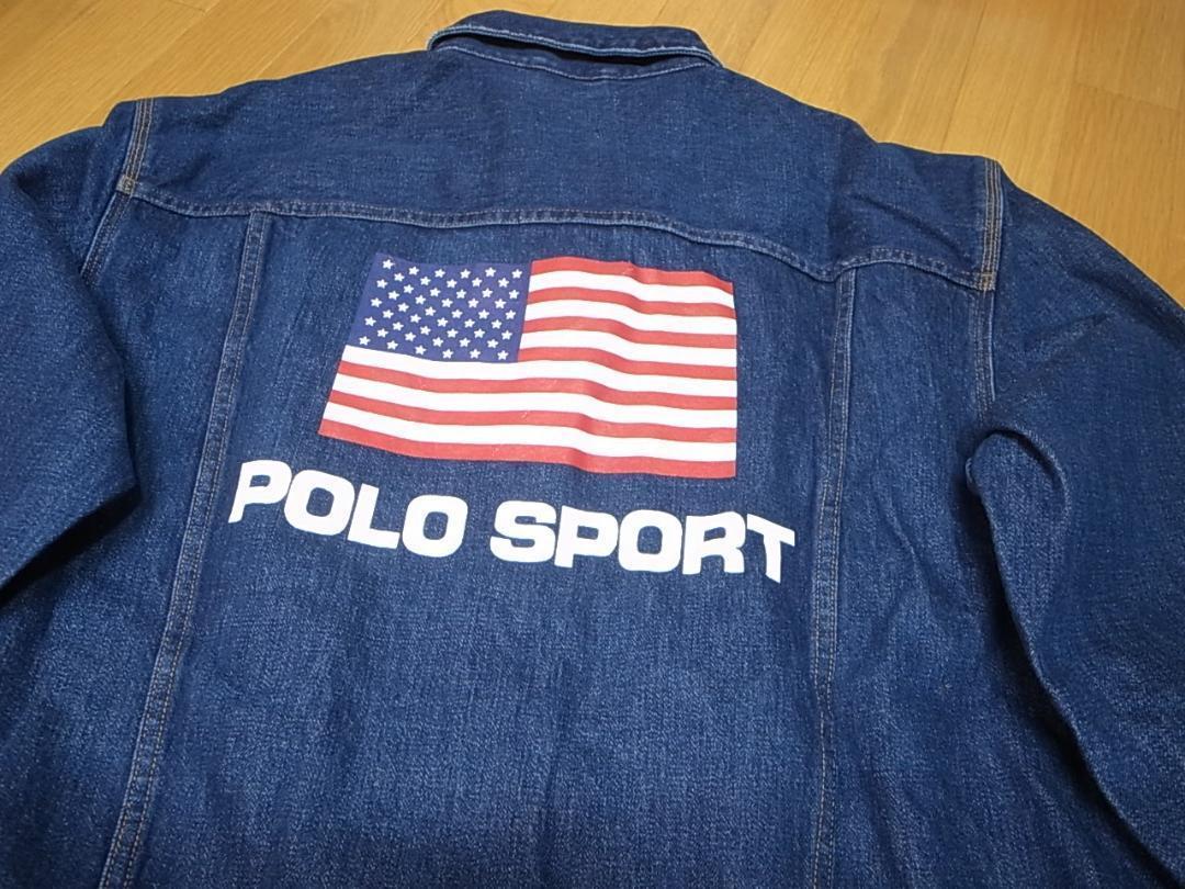 POLOポロスポーツ復刻アメリカUSA星条旗FLAGデニムジャケットGジャンXL