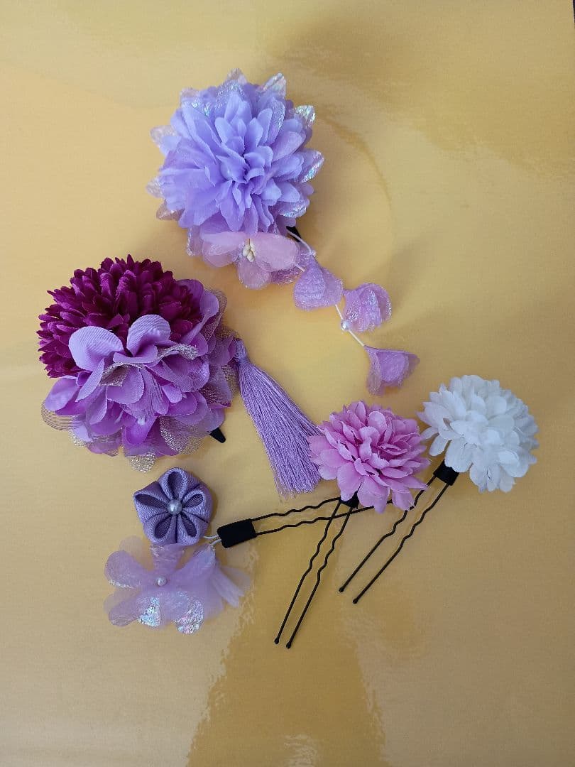 小学校　卒業式 袴セット160cm　　黒ブーツ22.5cm　紫髪飾り5点