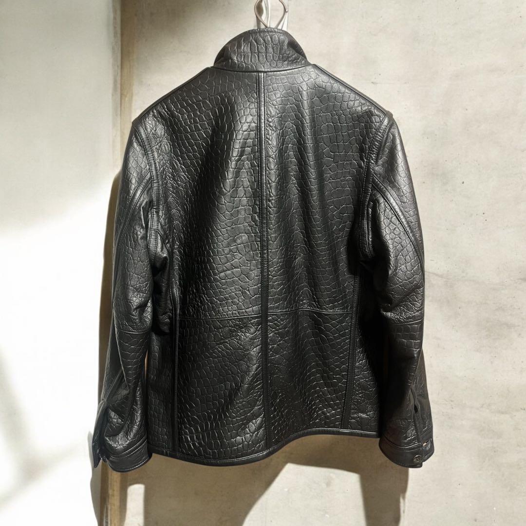 MEN'S BIGI メンズビギ クロム型押しラムレザージャケット