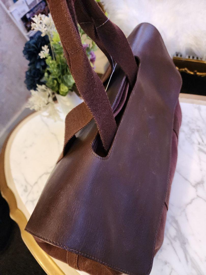 HERMESブラウン レザー キャンバス ボストンバッグ