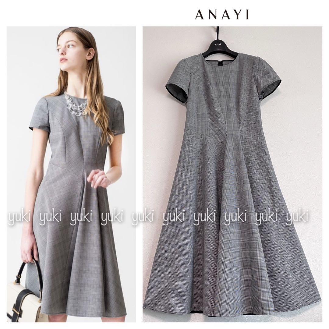 【限定セール！】 ANAYI 2wayチェック ワンピース 36 アシメフレアワンピース ワンピース