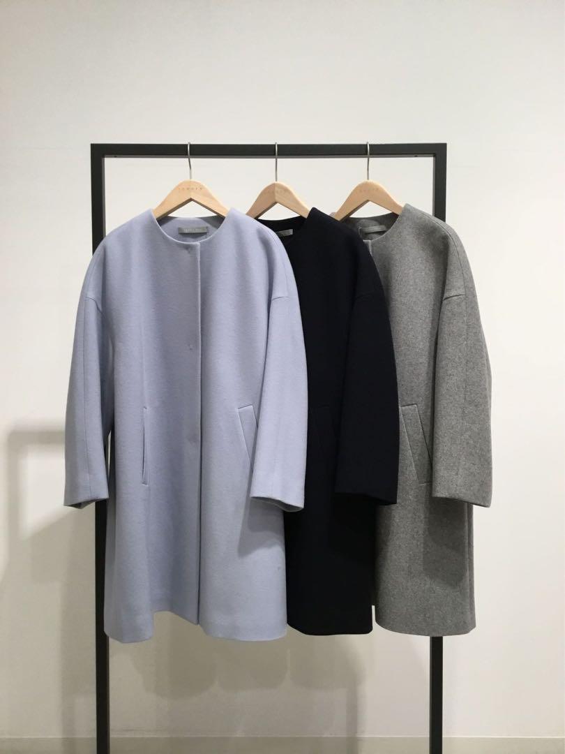 ♡美品♡　セオリーリュクス　クルーネックミドルコート　グレー　22AW
