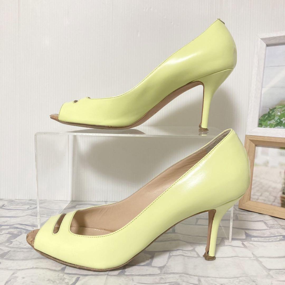PELLICO ペリーコ オープントゥ パンプス イエロー 23.5cm