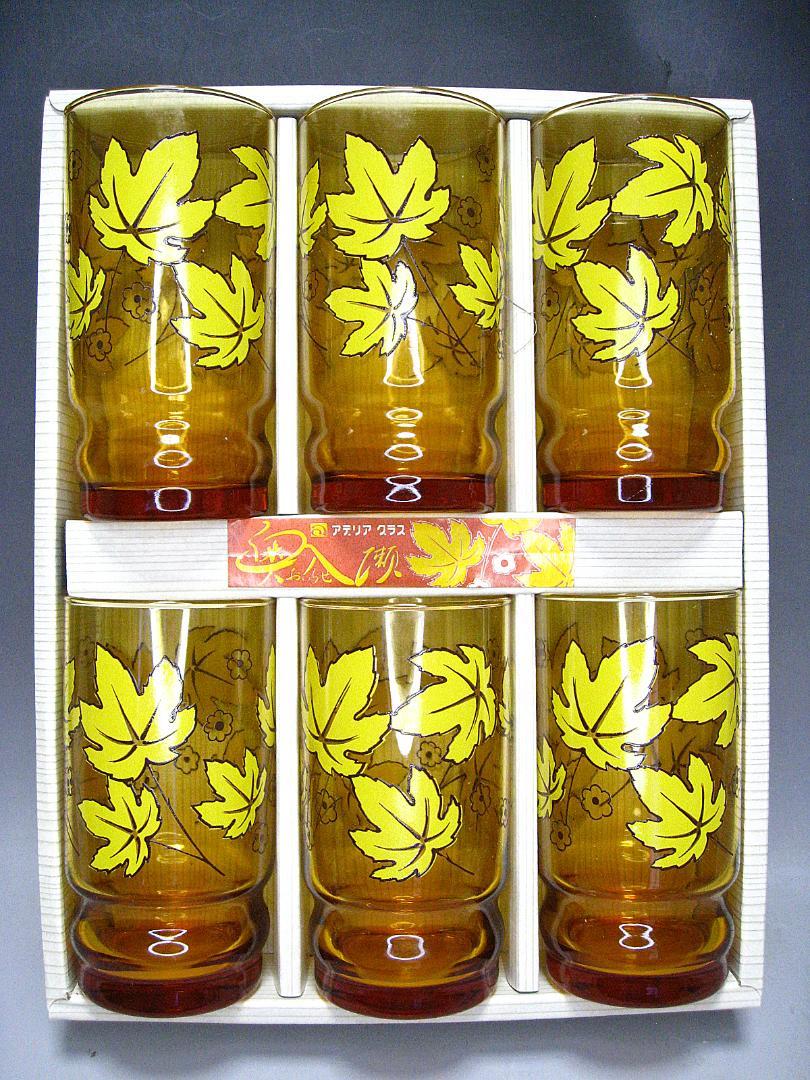 # 昭和レトロ アデリア 奥入瀬 アンバー グラスセット 未使用 # 食器 雑貨