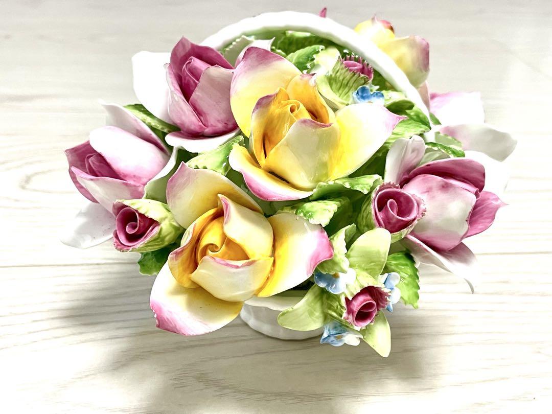 ロイヤルドルトン　バラ　薔薇　置物　オブジェ　陶花　陶磁器　フラワー