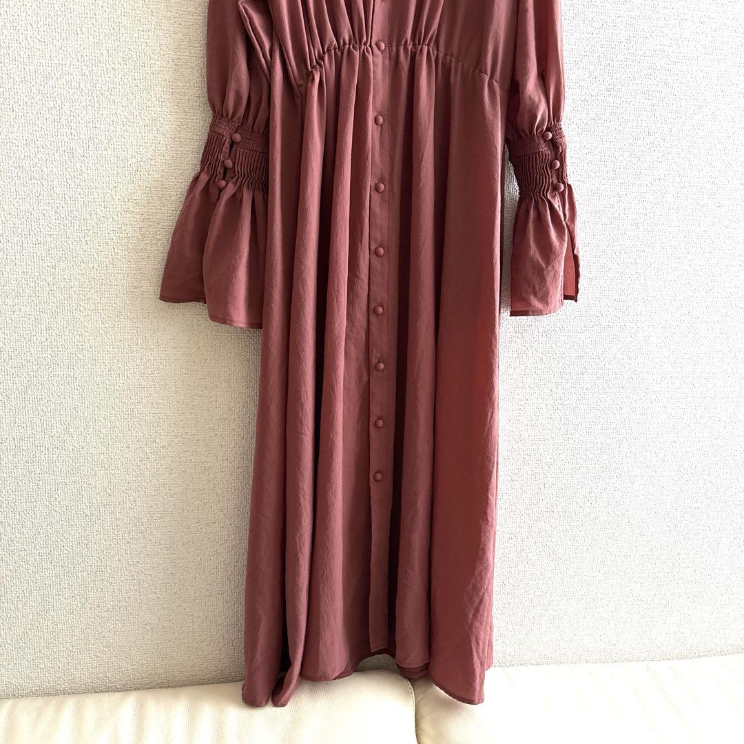 ELENDEEKエレンディーク❣️2way Vネック長袖シフォンロングワンピース