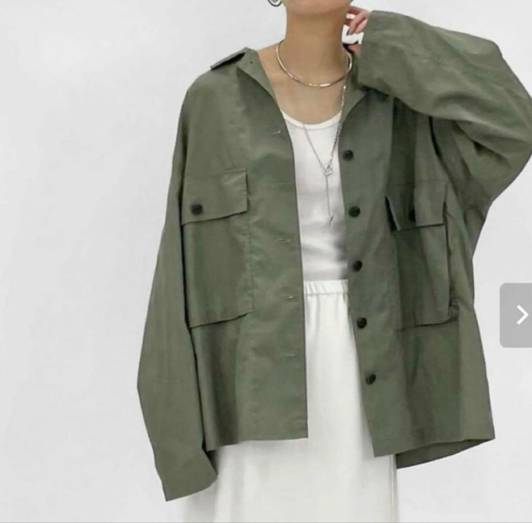 極美品　カフネ　cafune シャツジャケット　カーキ