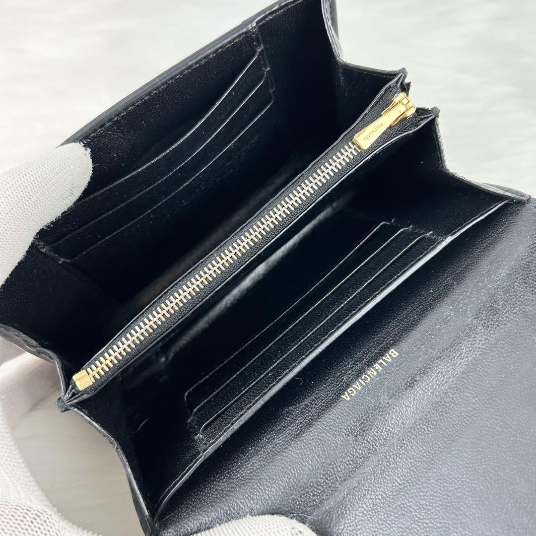 BALENCIAGA ブラック レザー 財布 付属品あり 217【美品✨付属品完備】バレンシアガ 長財布 Bロゴ レザー ブラック
