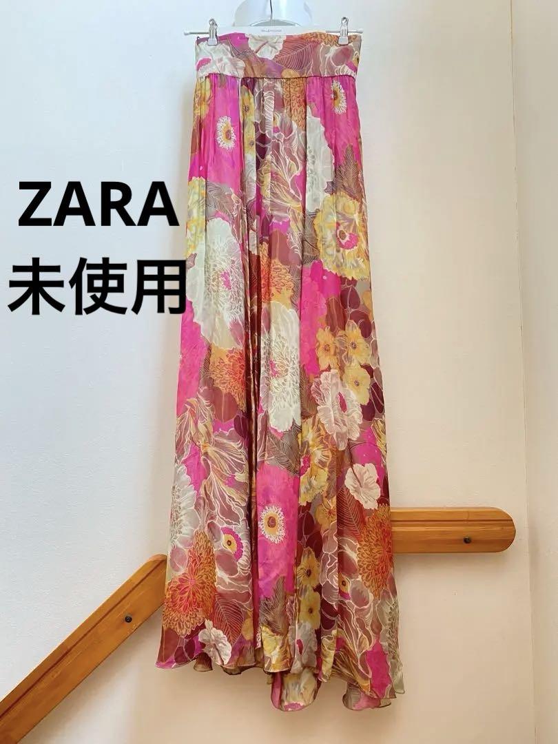 ZARA フラワープリントドレス XS 新品 花柄 ピンク ワンピース