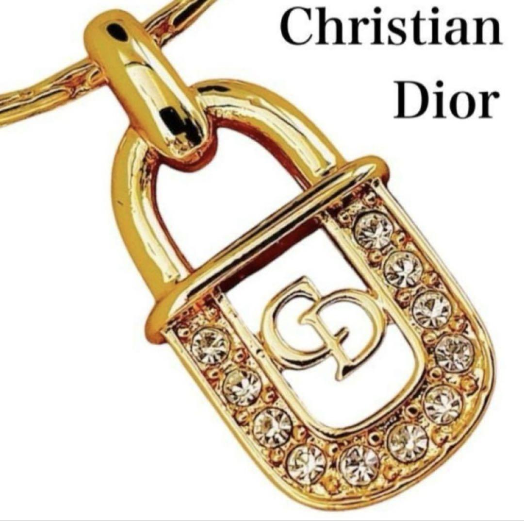 Dior ネックレス CDロゴ 南京錠 カデナ 希少 ラインストーン