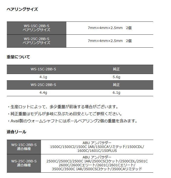 新製品　アルミウォームシャフト　Ambassadeur 2500C