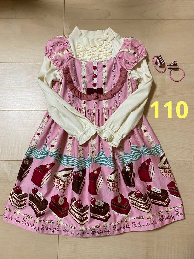 シャーリーテンプル ケーキ ワンピース ブラウス カットソー ヘアゴム110cm Shirley Temple