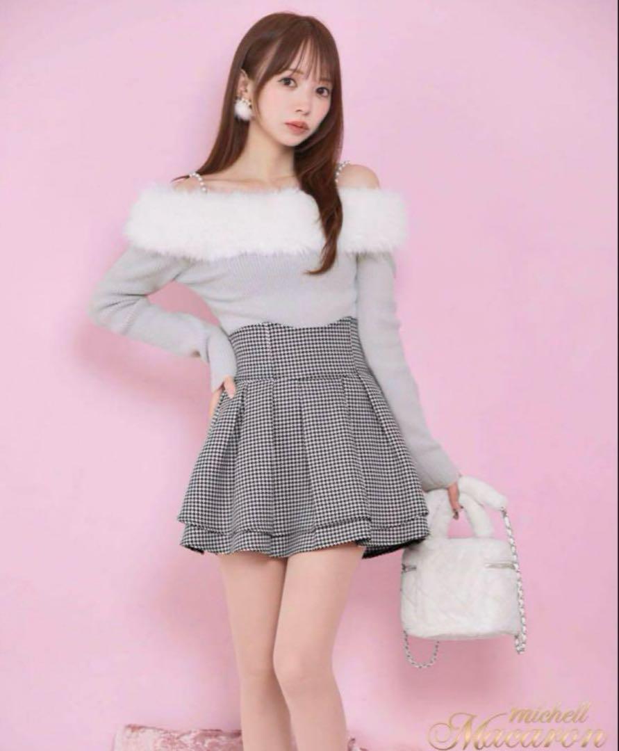 新品未使用　ミシェルマカロン　美脚になれるスカート　千鳥柄　M