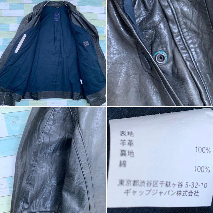 Old Gap レザージャケット ダブルライダース 羊革 L 古着 カーキ 黒 メルカリ