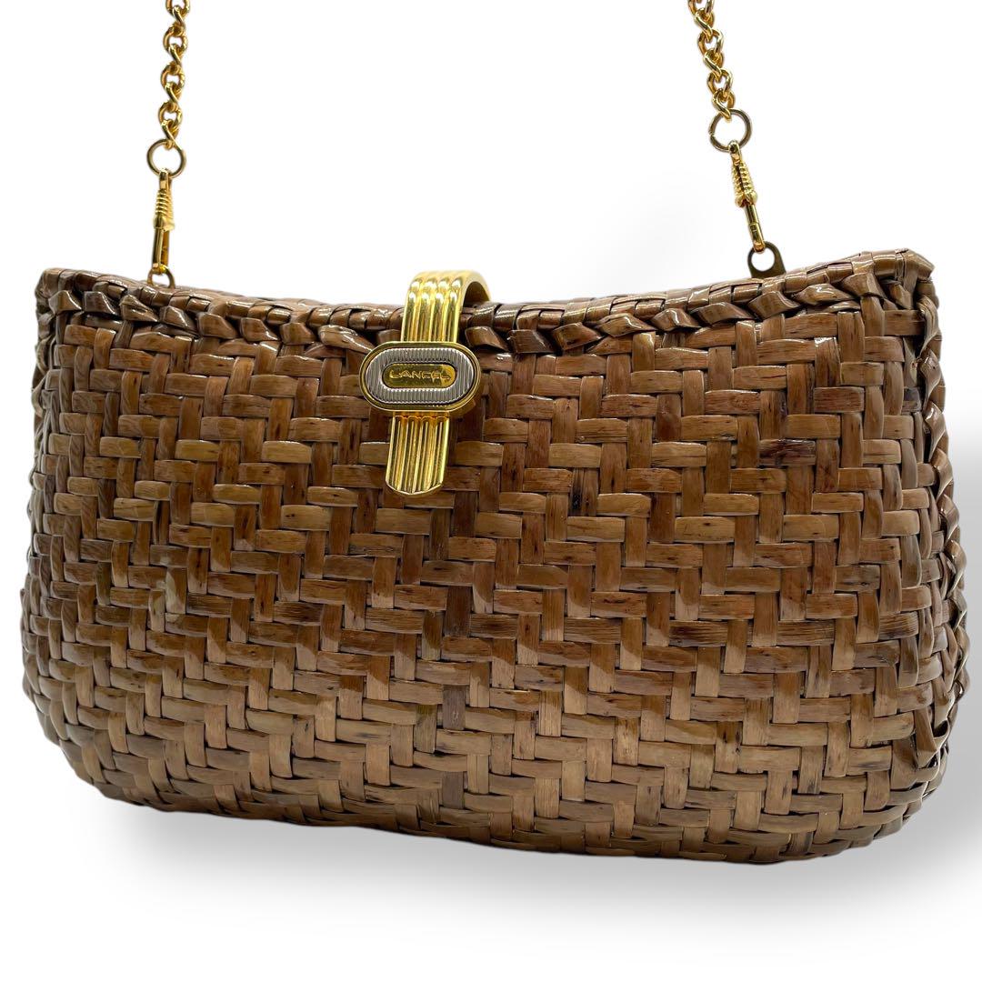美品 LANCEL ランセル 斜め掛けショルダーバッグ ポシェット ストロー