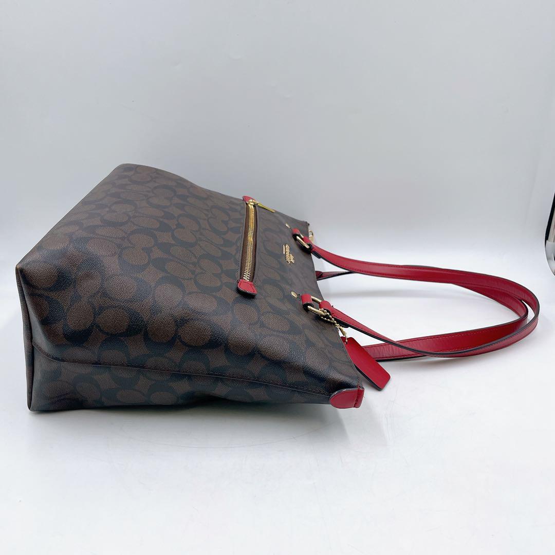 COACH コーチ トートバッグ シグネチャー ブラウン レッド 79609