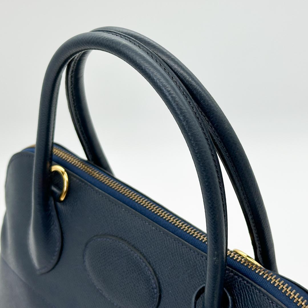 【極美品】HERMES　ボリード31 　◯X　ネイビー　ツイリー付　ハンドバッグ 極美品】HERMES ボリード31 ◯X ネイビー ツイリー付