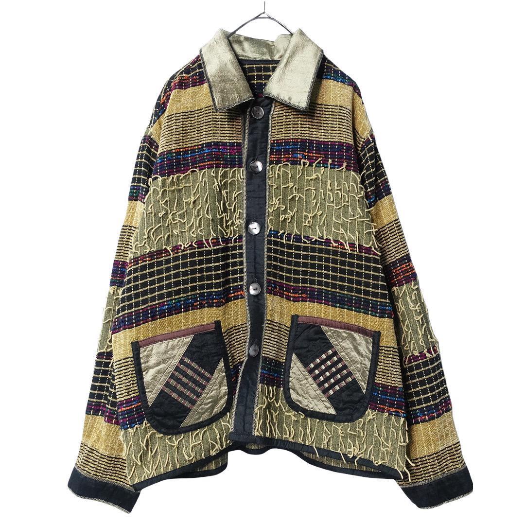 新作入荷人気 Vintage フリンジ ナイロン切替 ジャケット cGiLO-m56982196690 リバーシブル ゴブラン 得価正規店