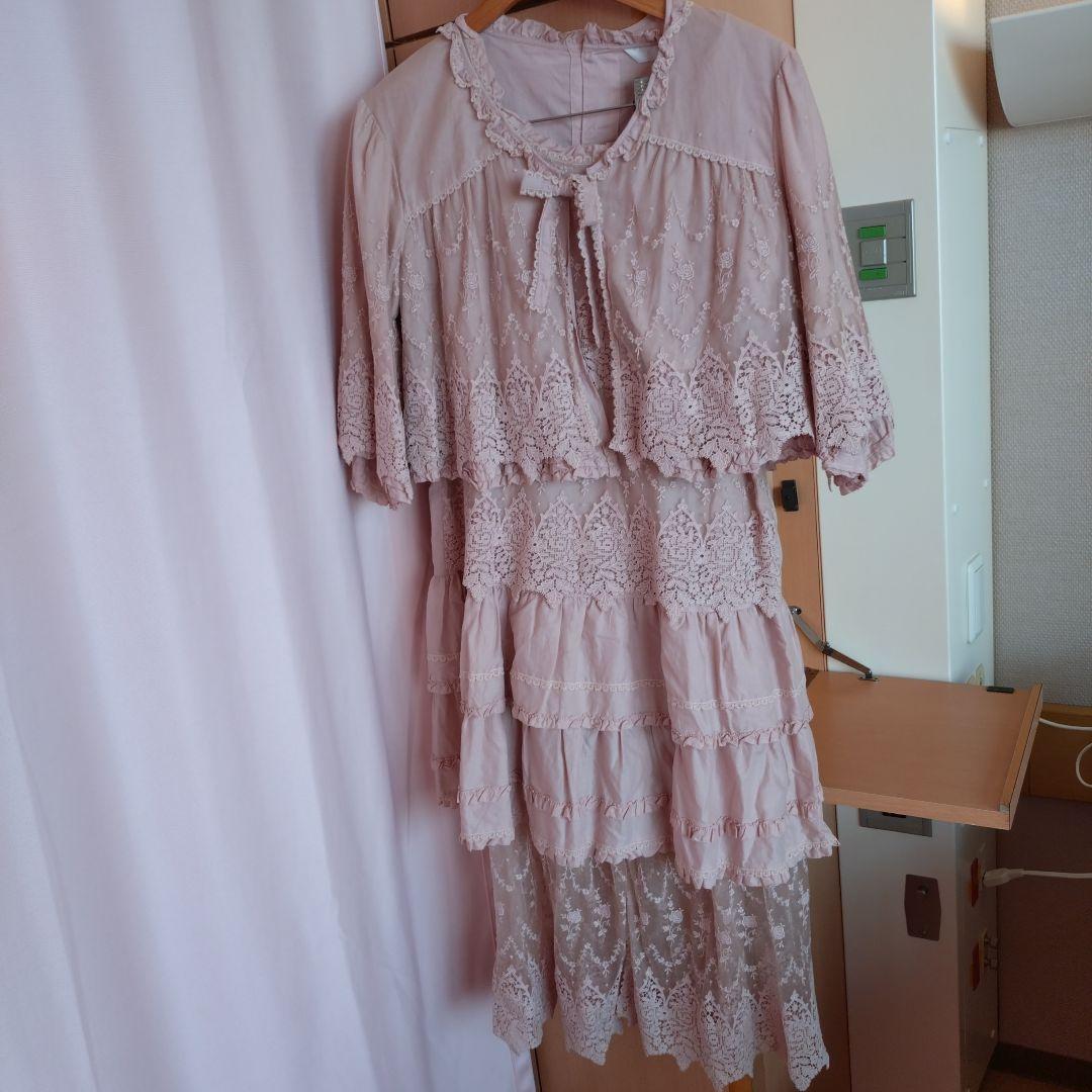 ピンク フリル レース 3点セットアップ