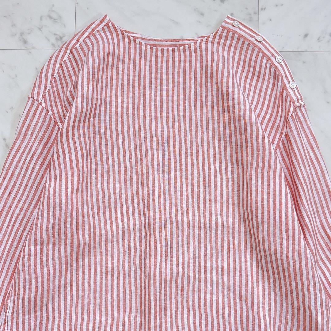 美品♪23区　LIBECO クルーネックシャツテール ブラウス　リネン　ゆったり