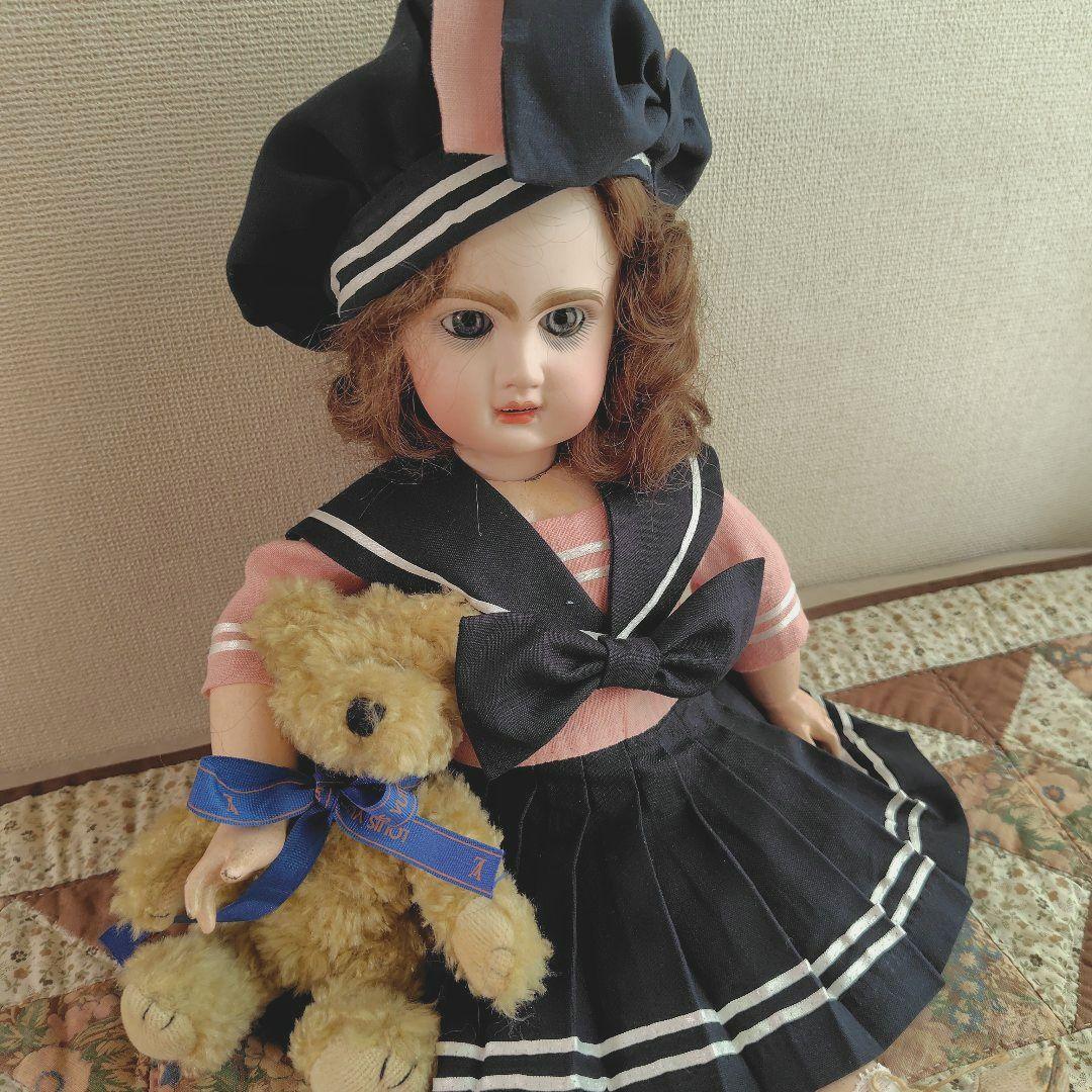 68センチアンティークドール用ドレス ピンクドレス 帽子付き アンティークドールドレス（ピンクベージュ×アイボリー） | ancienne