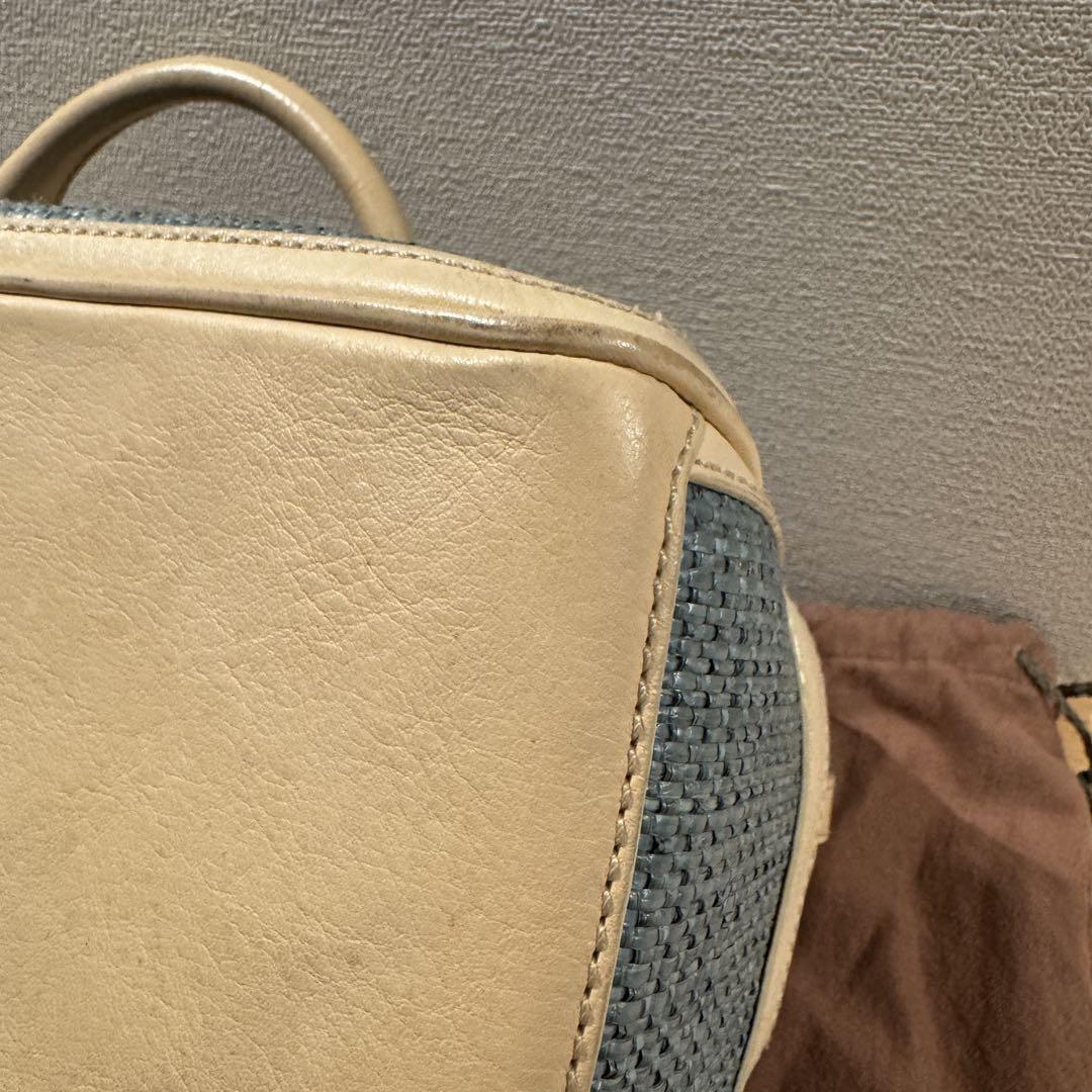 【CELINE】　セリーヌストロー　ツイード　ハンドバッグ