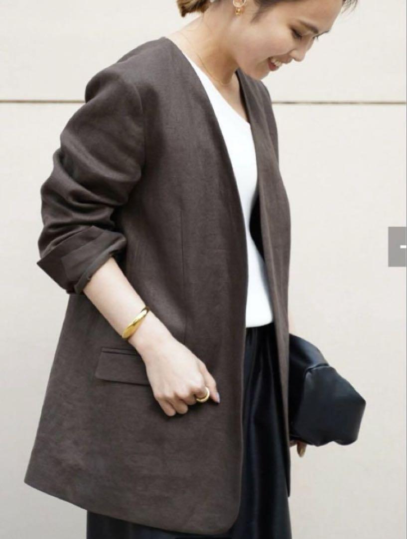 美品　Deuxieme Classe Linen Collarless ブレザー DeuxiemeClasse LinenCollarless ブレザーノーカラー - メルカリ