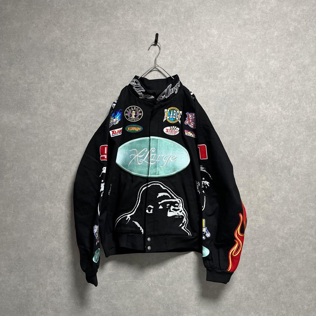 XLARGE  美品　オールマルチ刺繍 ロゴレーシングジャケット XLARGE エクストララージ レーシングジャケット RACING JACKET