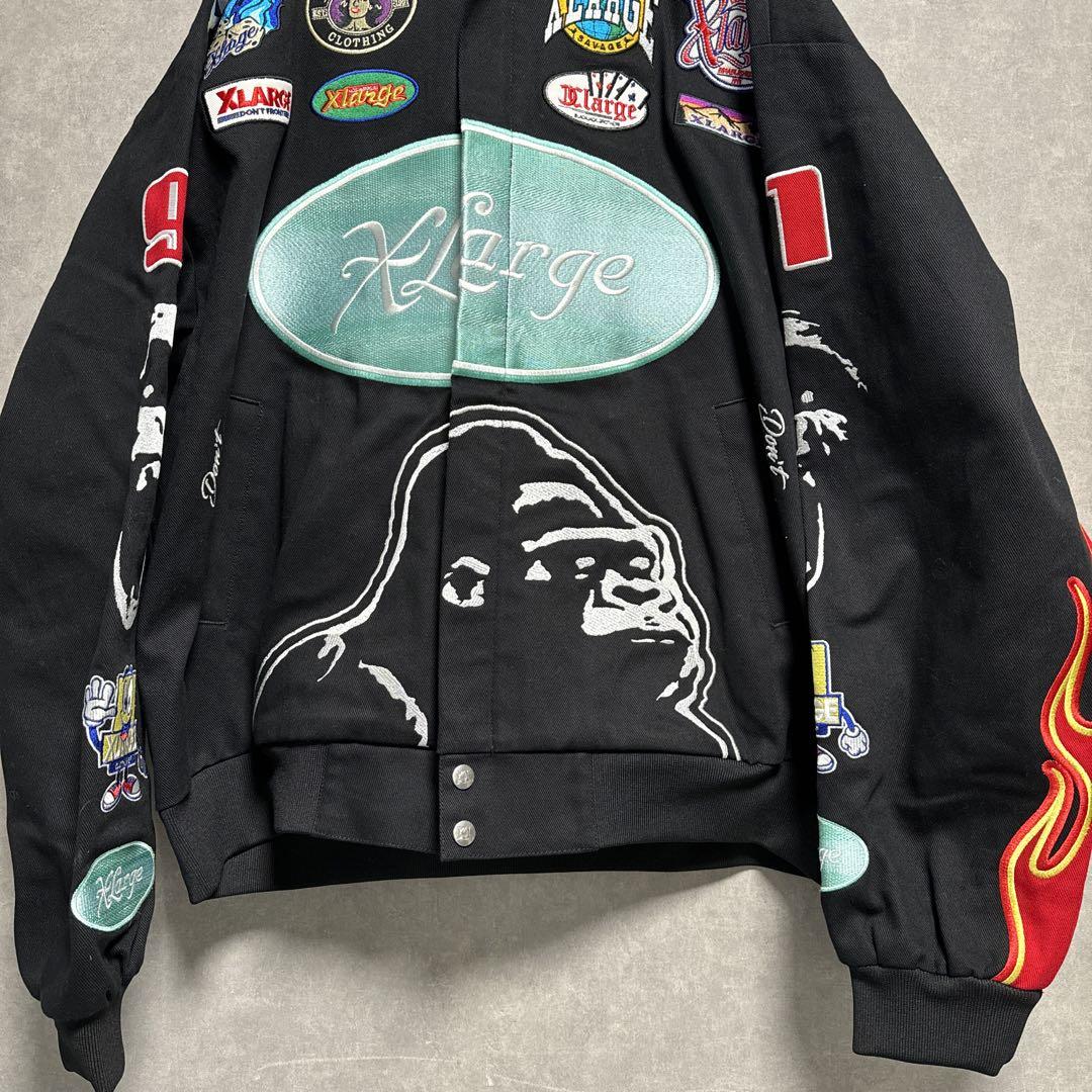 XLARGE  美品　オールマルチ刺繍 ロゴレーシングジャケット XLARGE 美品オールマルチ刺繍 ロゴレーシングジャケット