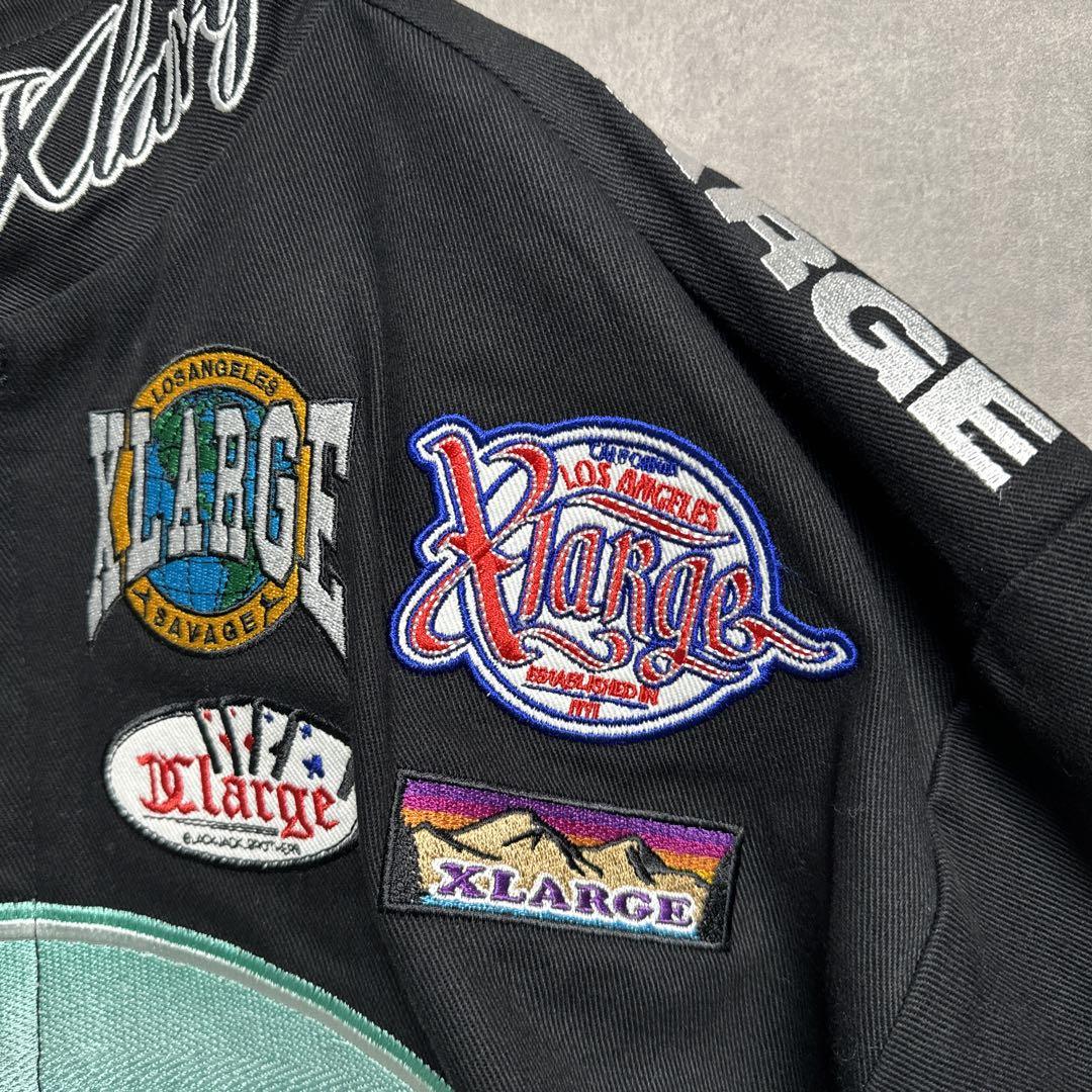 XLARGE 美品オールマルチ刺繍 ロゴレーシングジャケット