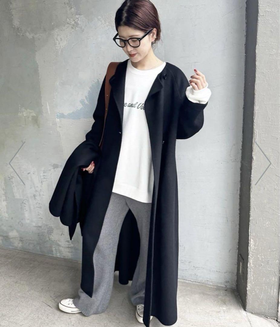 Spick and Span ダブルビーバー ストールセットコート ブラック Spick and Span ダブルビーバー ストールセットコート ブラック