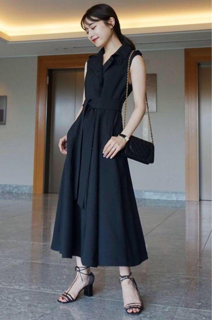 L'Or （ロル） sleeveless coat dress ブラック ワンピ