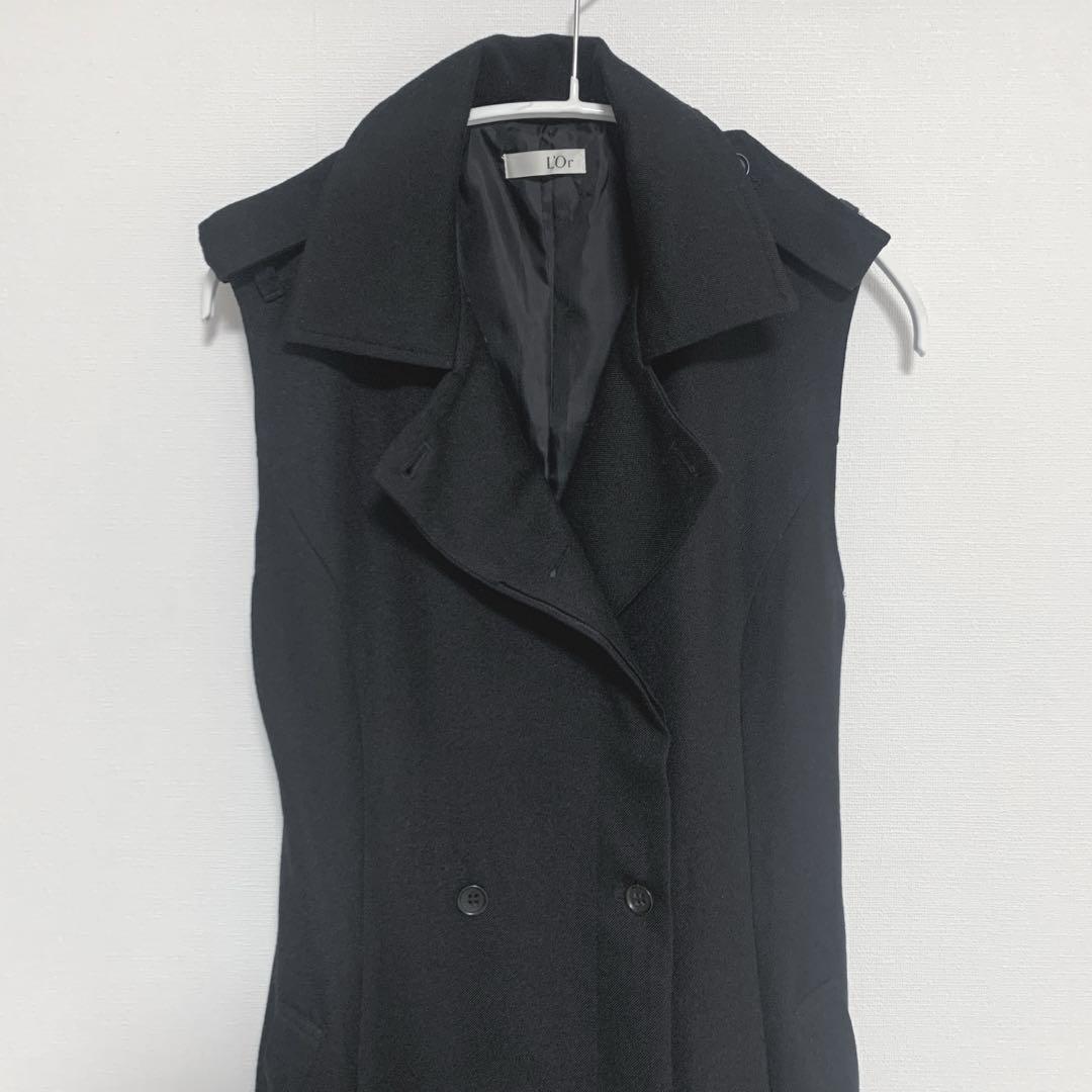 L'Or （ロル） sleeveless coat dress ブラック ワンピ