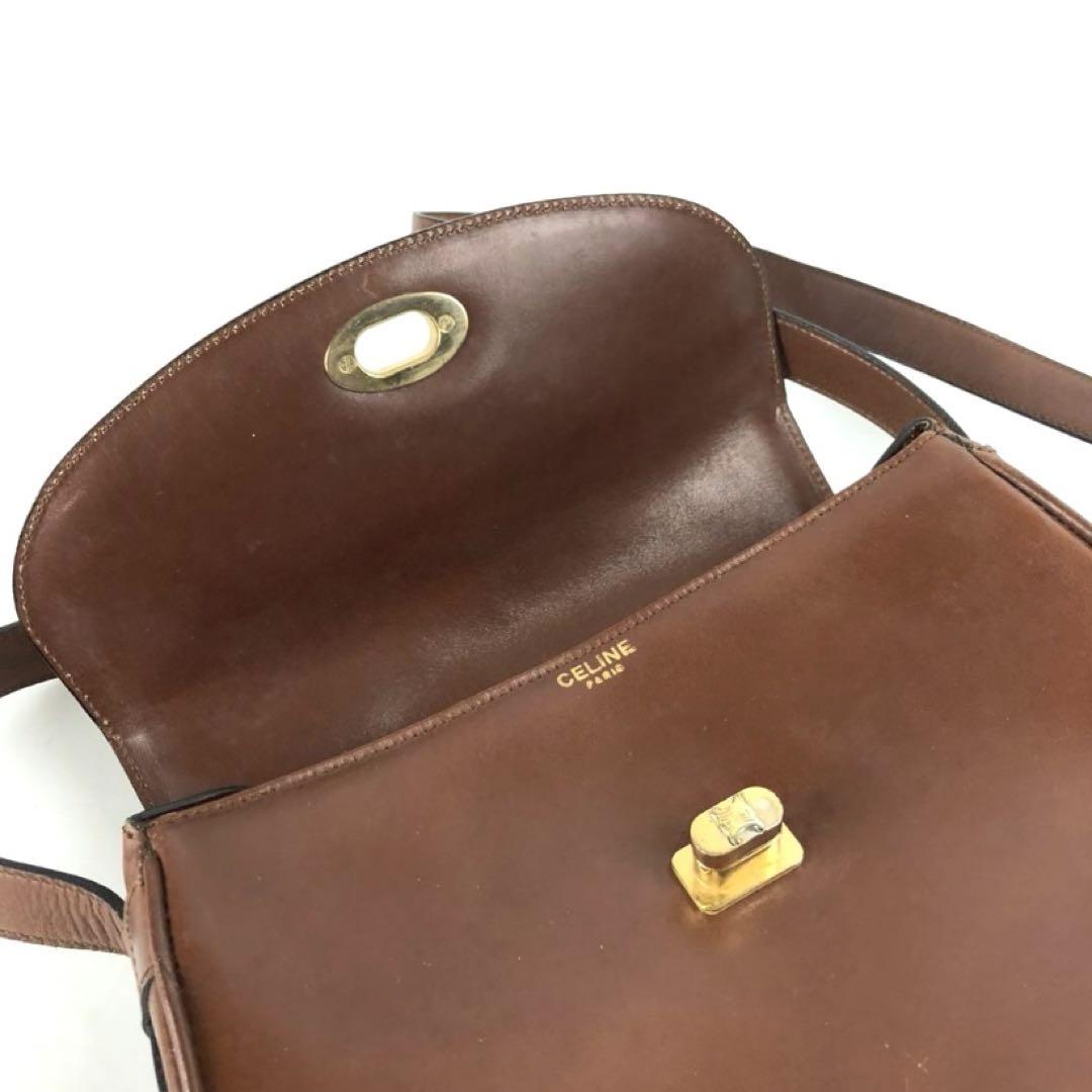 CELINE セリーヌ トリオンフ ターンロック ショルダーバッグ ブラウン