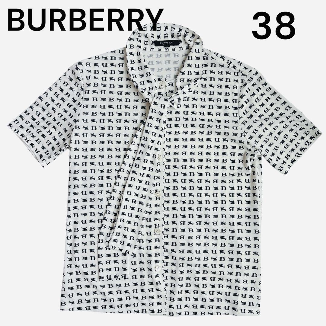 【美品】BURBERRY LONDON ロゴ ブラウス 38 半袖 白
