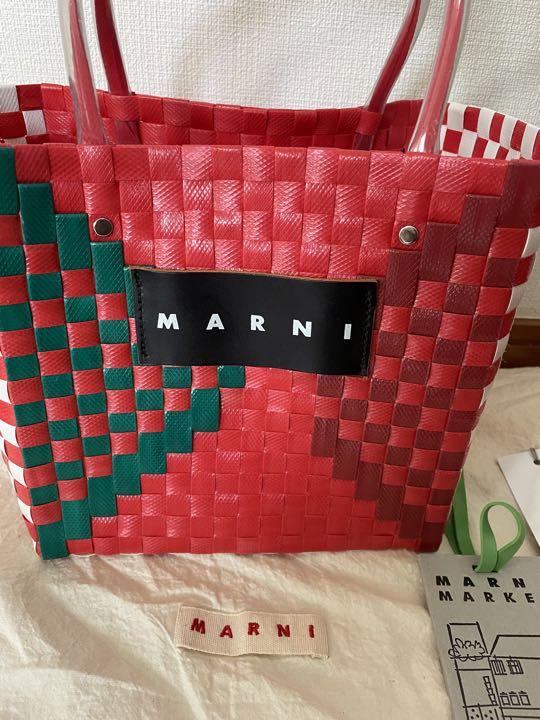 MARNI マルニ カゴバッグ フラワーカフェ ピクニック レッド
