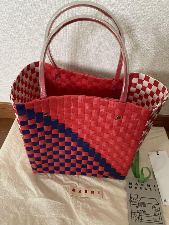 MARNI マルニ カゴバッグ フラワーカフェ ピクニック レッド