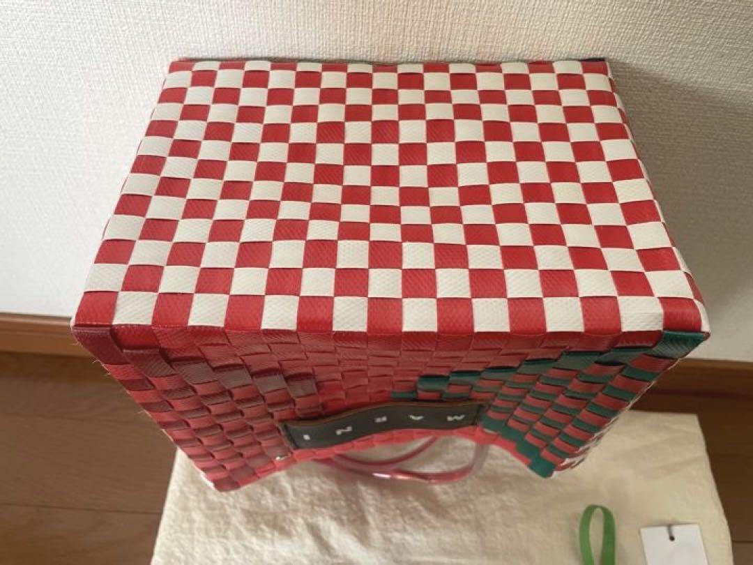 MARNI マルニ カゴバッグ フラワーカフェ ピクニック レッド