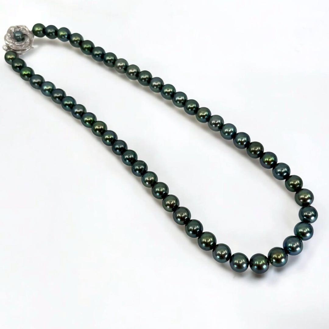 特価品セ 極上】アコヤ 大珠 本真珠 パール ネックレス シルバー グリーン アクセサリー