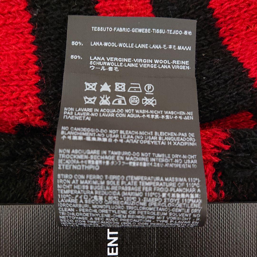 われていま 新品 赤×黒 ボーダー ニット マフラー wl49P-m57003438893 Saint Laurent 15aw ボーダー