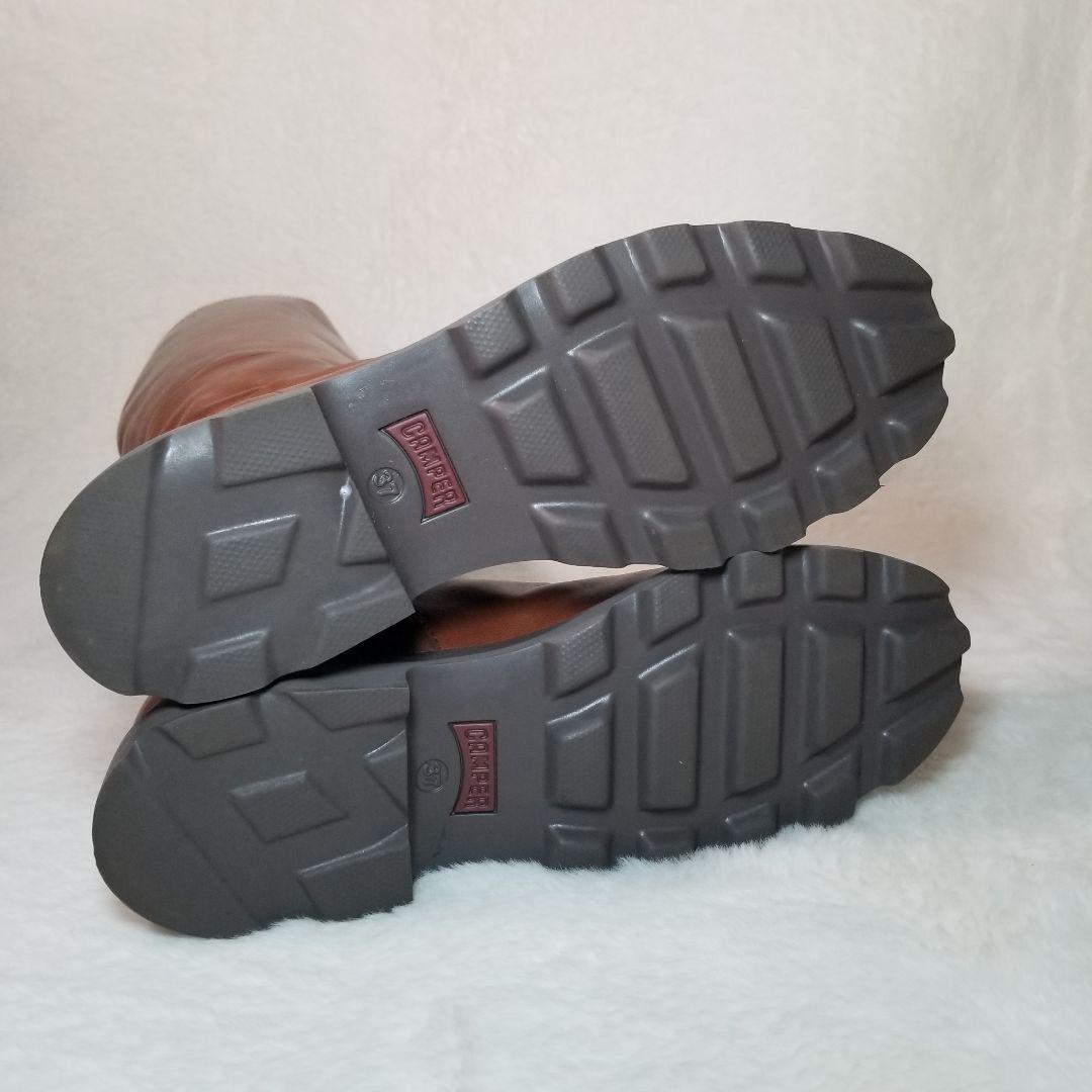 極美品 CAMPER ロングブーツ 23.5 本革 厚底 サイドジップ 美脚