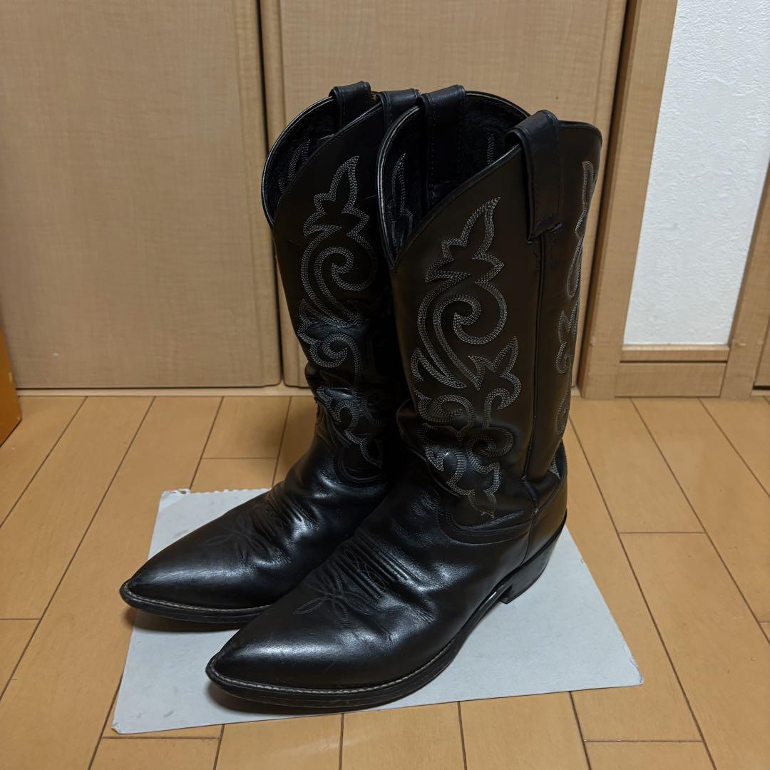 27.5cm相当　Justin　ウエスタンブーツ　黒