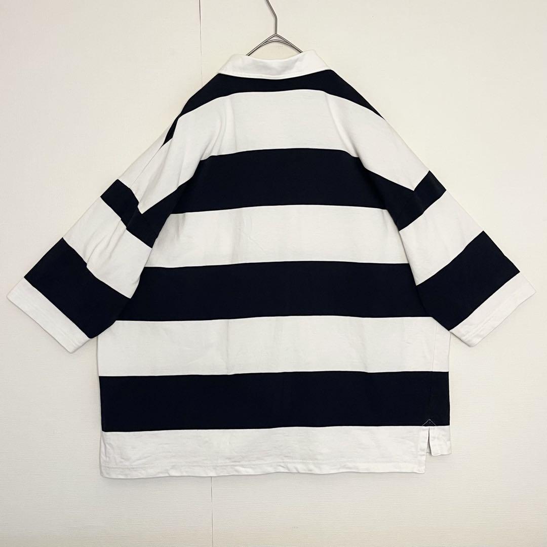 大人気☆カンタベリー 太ボーダー 刺繍ロゴ ラガーシャツ XL バイカラー 大人気☆カンタベリー 太ボーダー 刺繍ロゴ ラガーシャツ XL