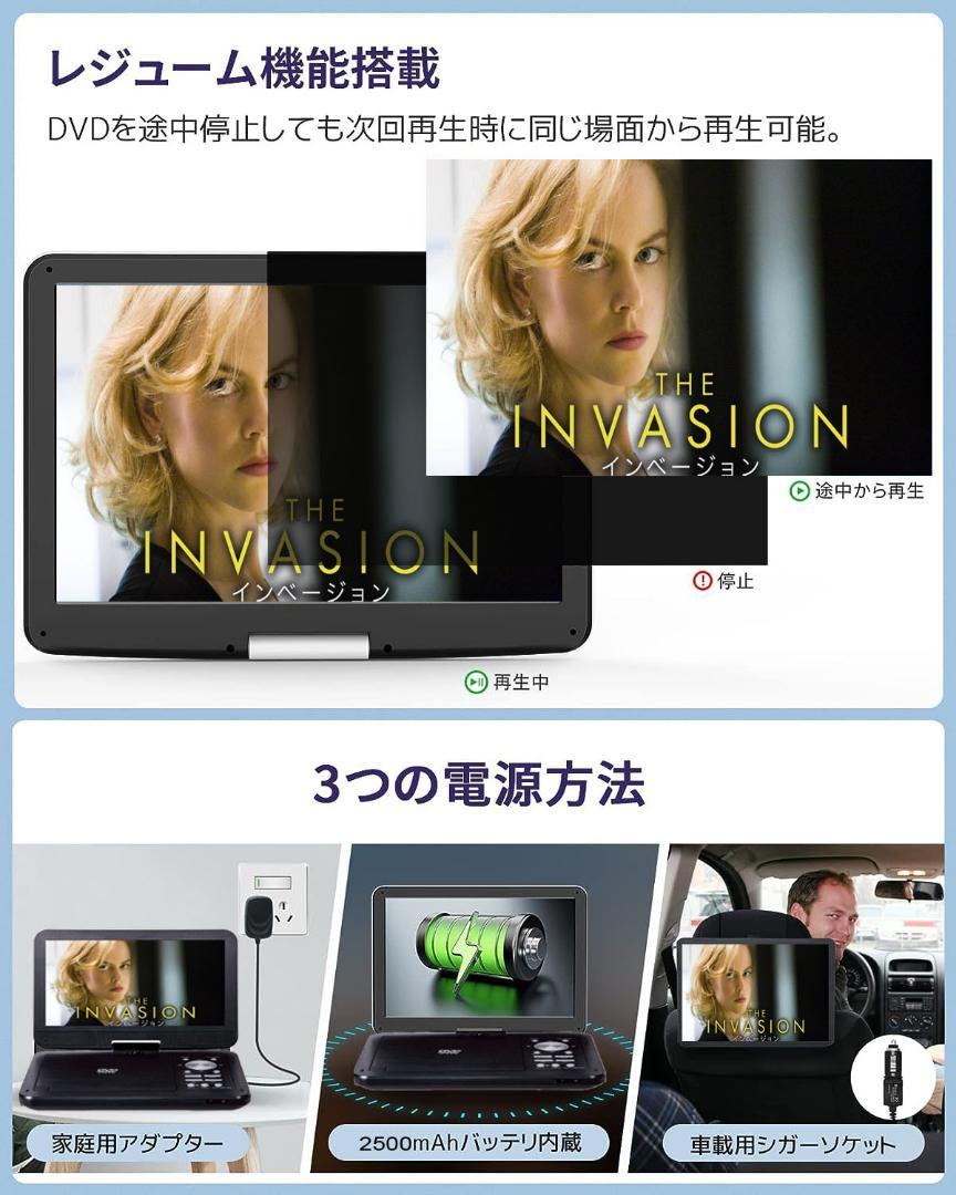 12.6型 DVDポータブル 大画面CPRM対応  リージョンフリー AV入出力