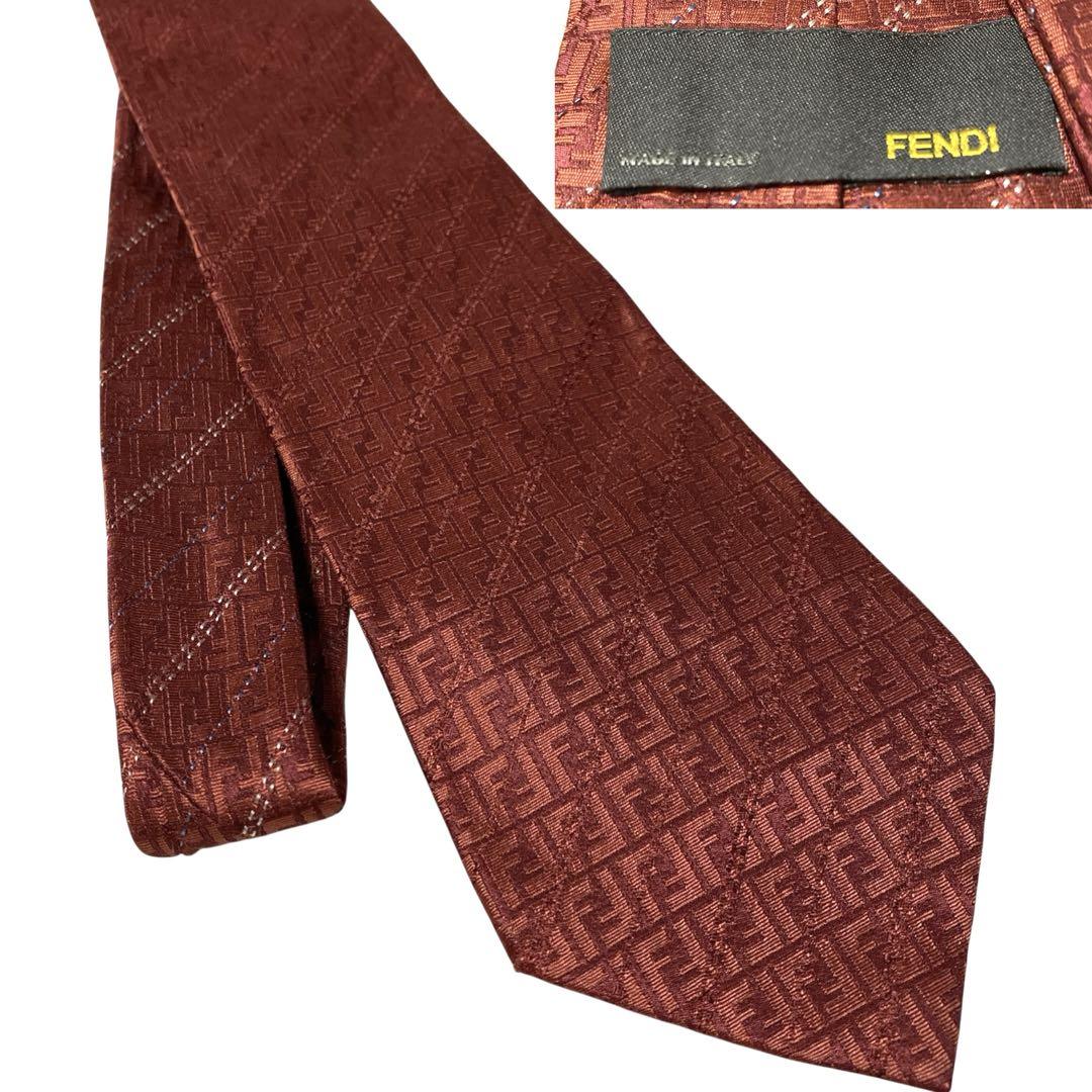 ✨未使用✨FENDI 希少肉厚タイプの大きめズッカ柄　ネクタイ FENDI フェンディ ロゴ ネクタイ ズッカ柄 - メルカリ