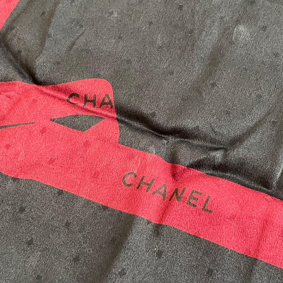 CHANEL シャネル スカーフ ネイビー ブラック レッド ドット リボン