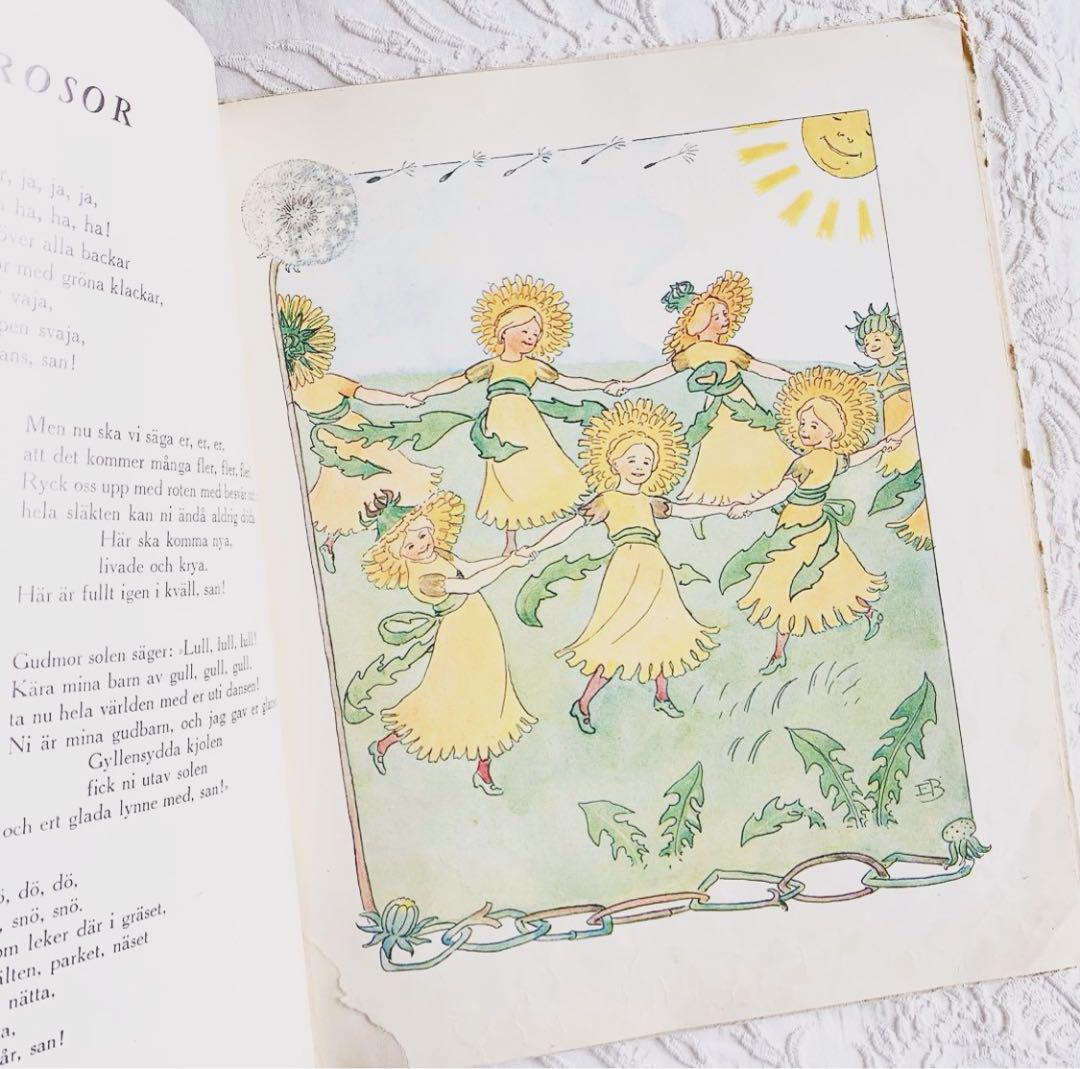 北欧ビンテージ ஐ花のうたの絵本　エルサベスコフ　洋書　古書　紙もの 北欧ビンテージ ஐ花のうたの絵本 エルサベスコフ 洋書 古書 紙