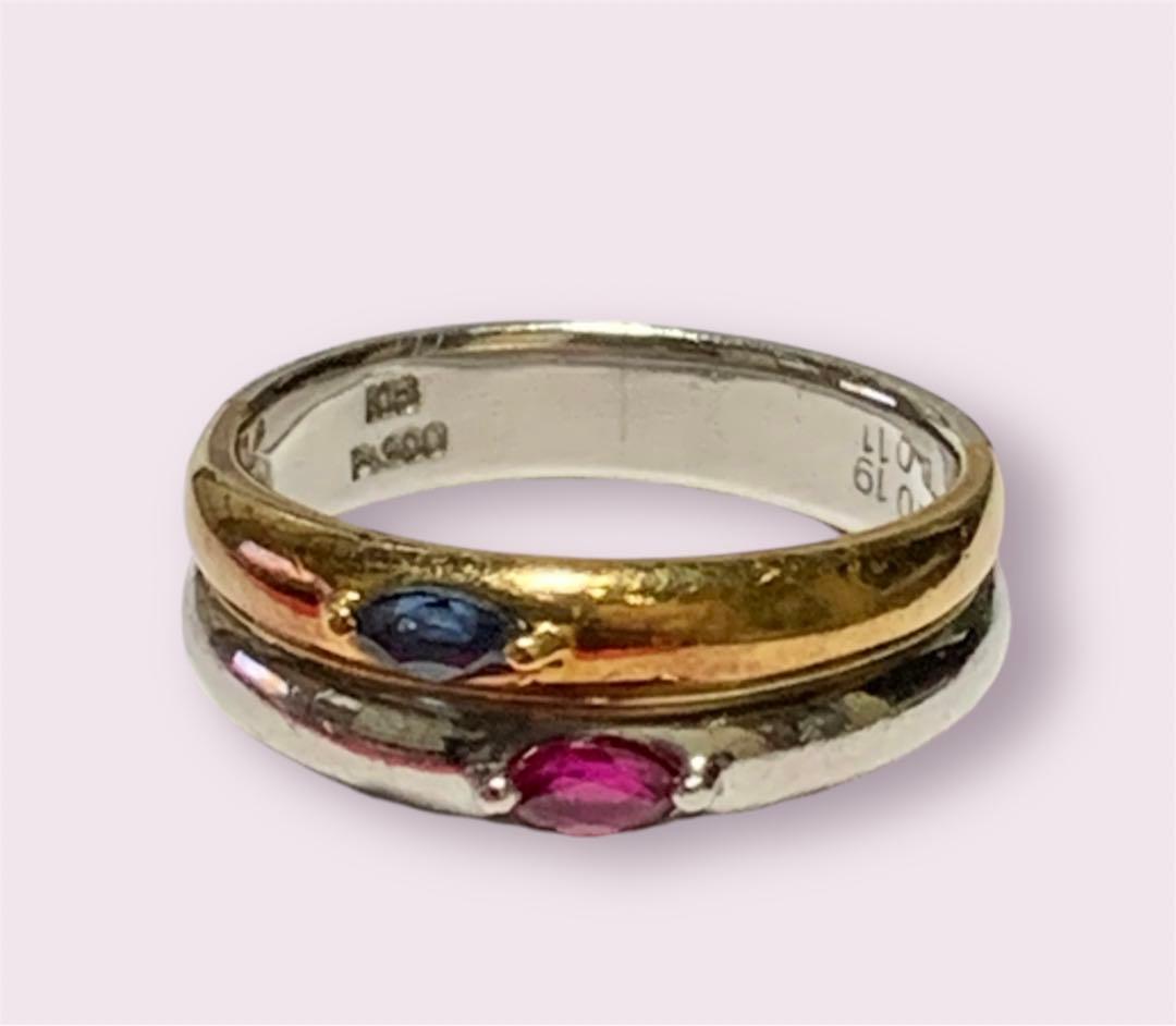 ゴールド18金（K18）×プラチナ（pt900） サファイア×ルビーコンビリング ゴールド18金（K18）×プラチナ（pt900） サファイア×ルビーコンビリング