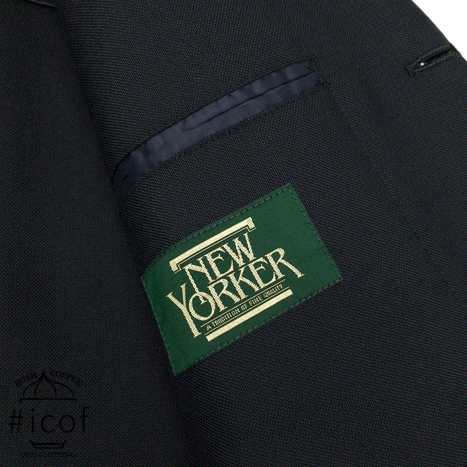 紺ブレ モヘヤ アンコン 金ボタン NEWYORKER ブレザー L a117
